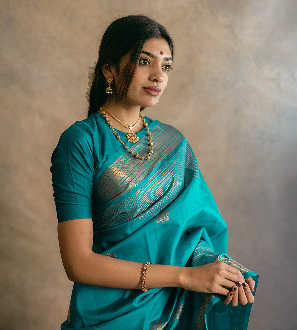 Blue Kanchipuram Silk Saree