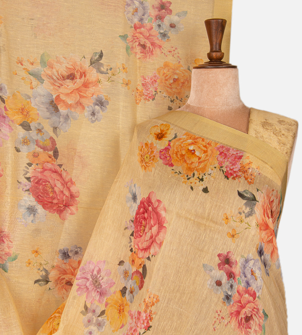 Yellow Linen Saree