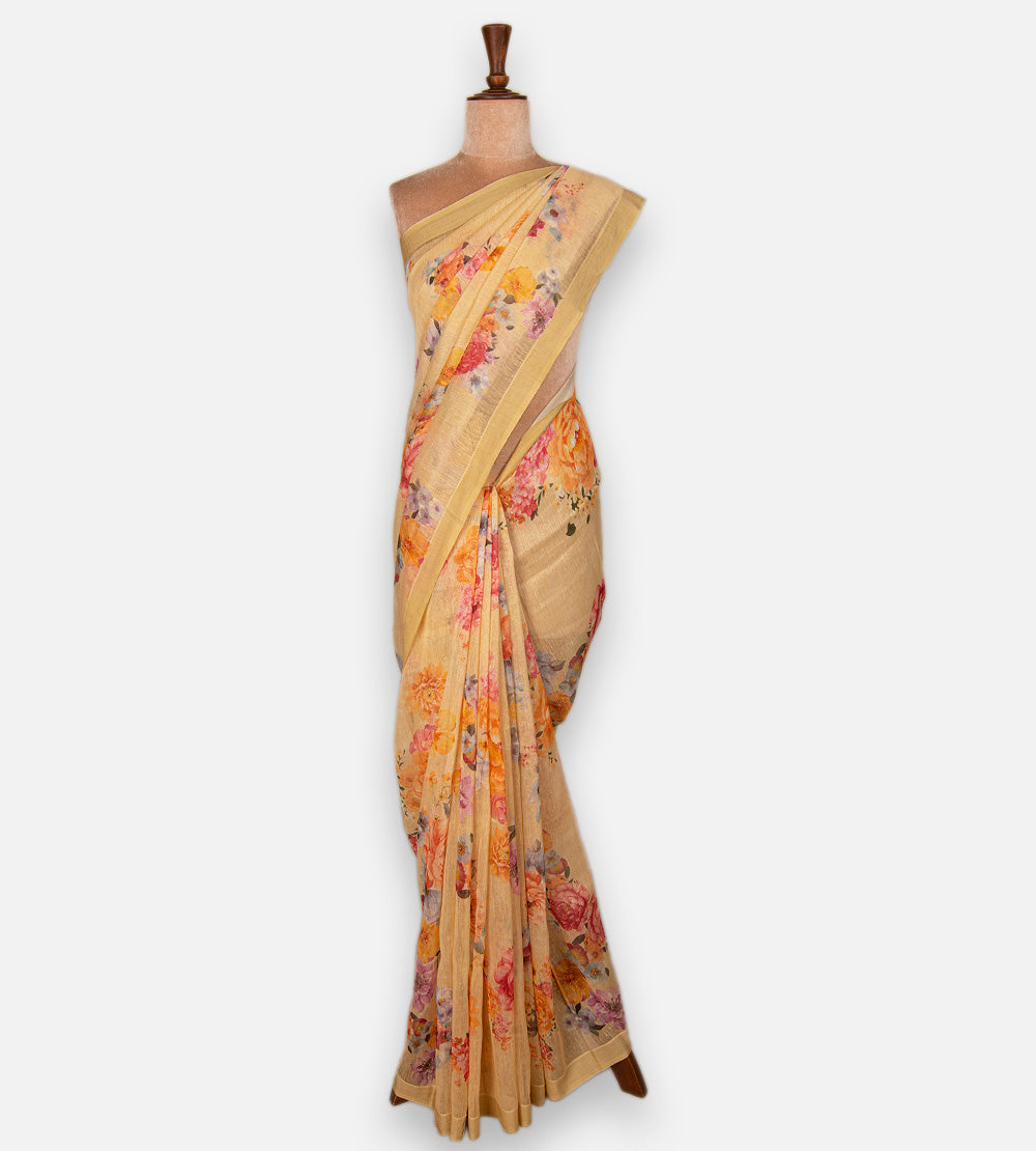 Yellow Linen Saree