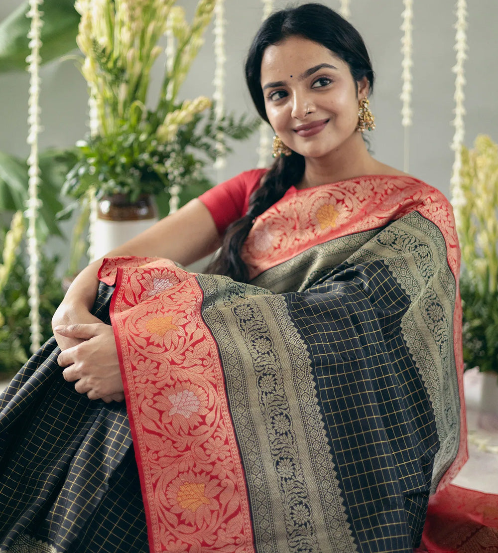 Black Kanchipuram Silk Saree