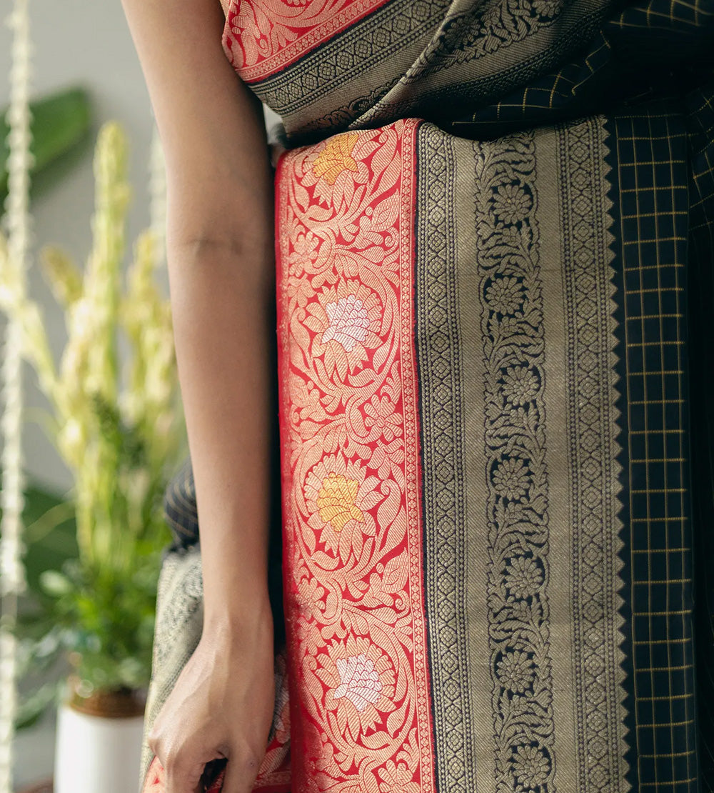 Black Kanchipuram Silk Saree
