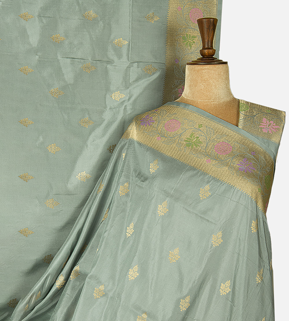 Powder Blue Banarasi Silk Saree