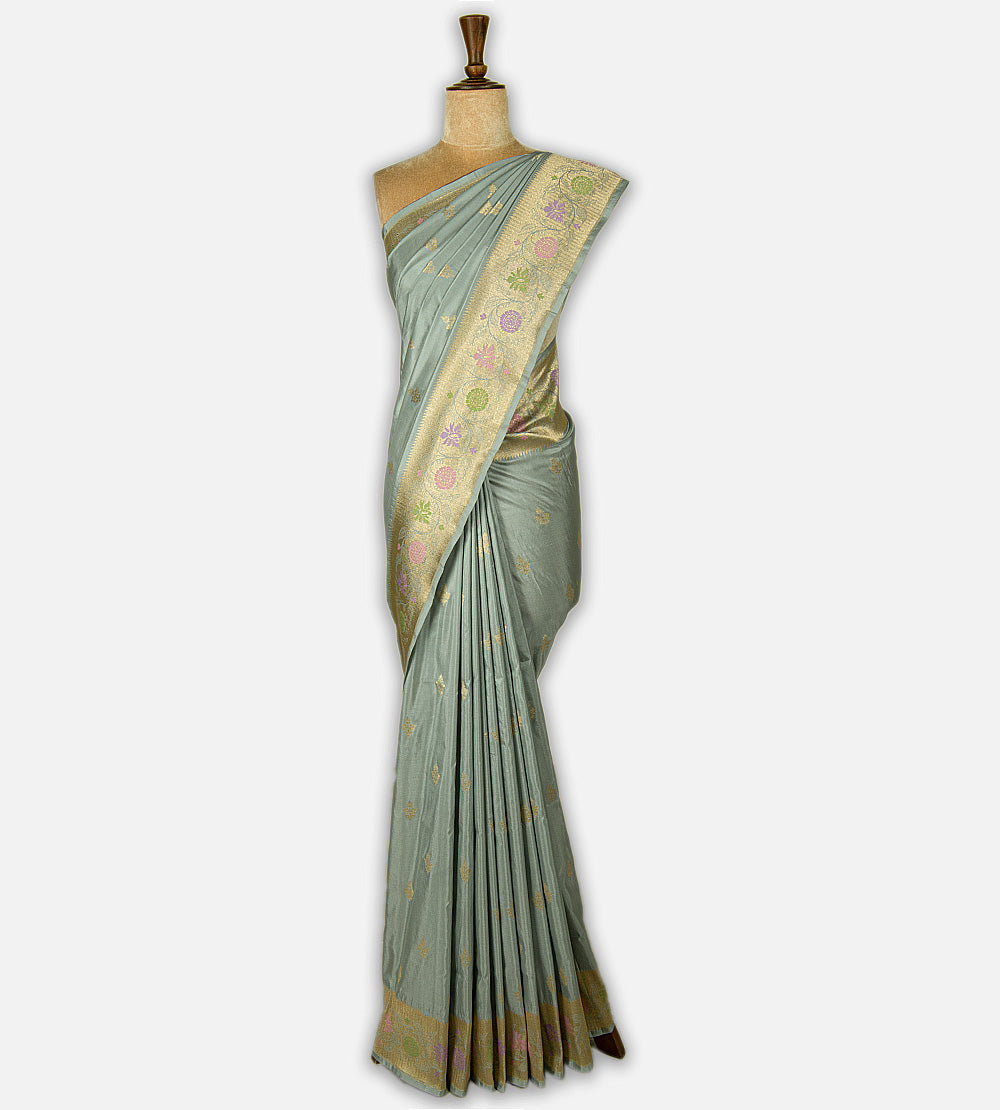 Powder Blue Banarasi Silk Saree