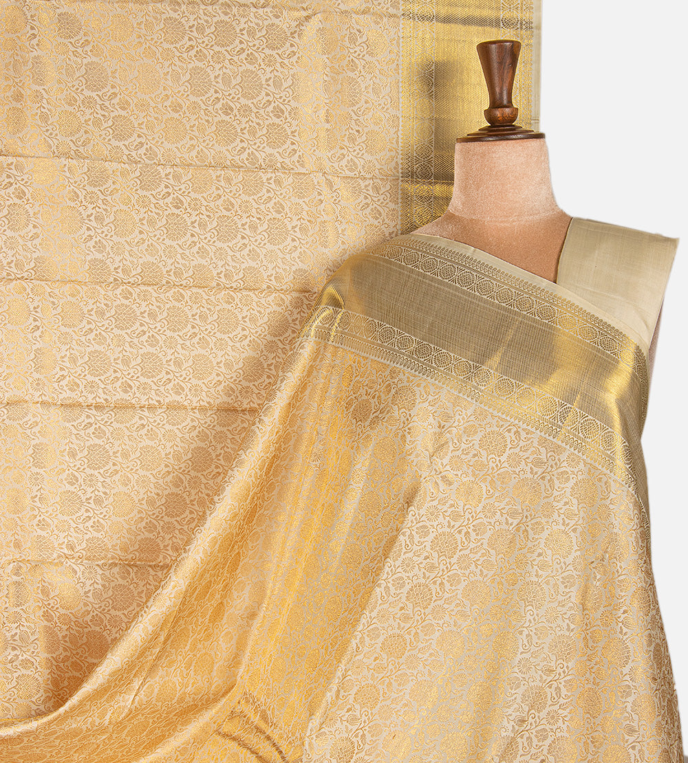Light Beige Kanchipuram Silk Saree