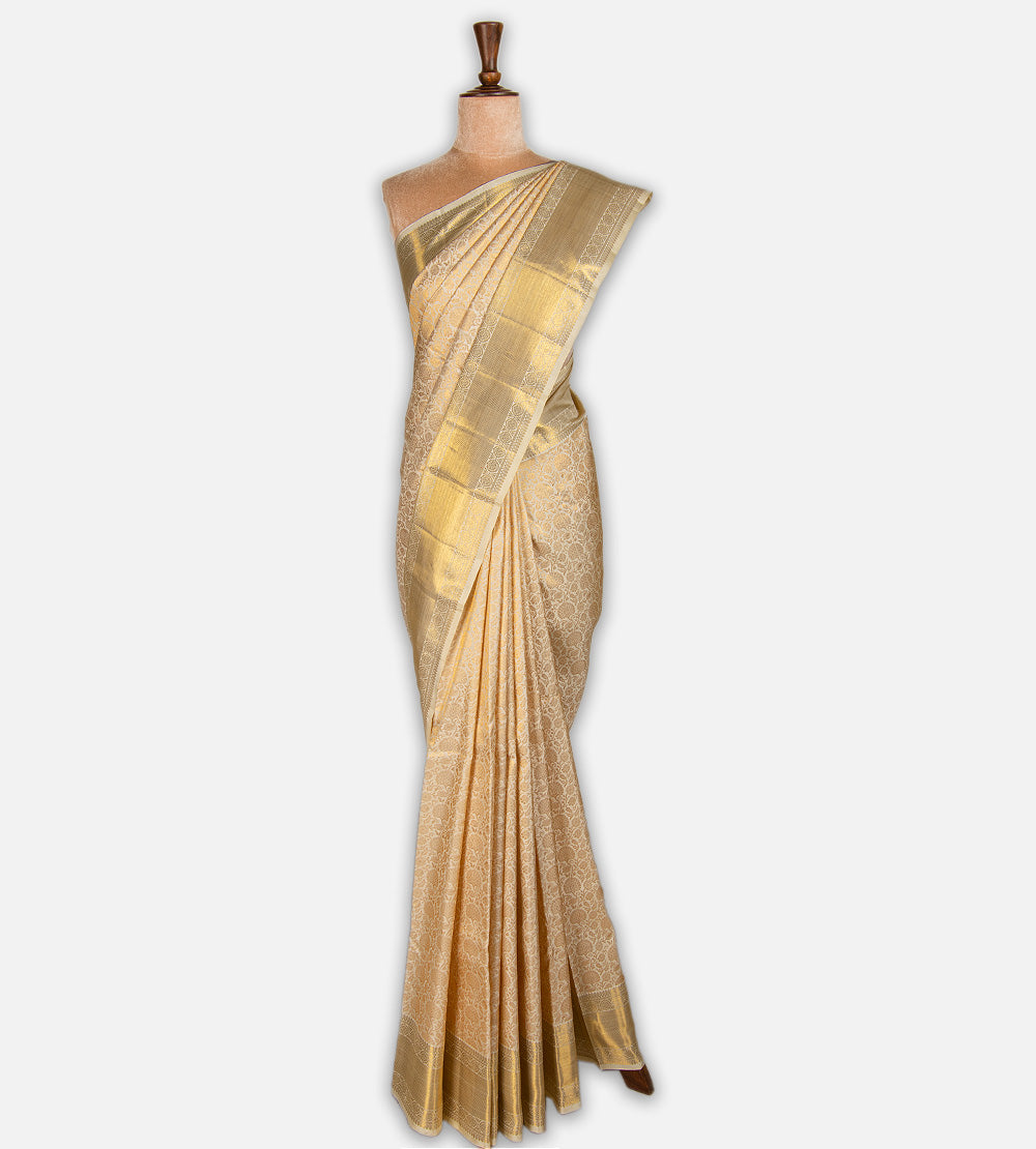 Light Beige Kanchipuram Silk Saree
