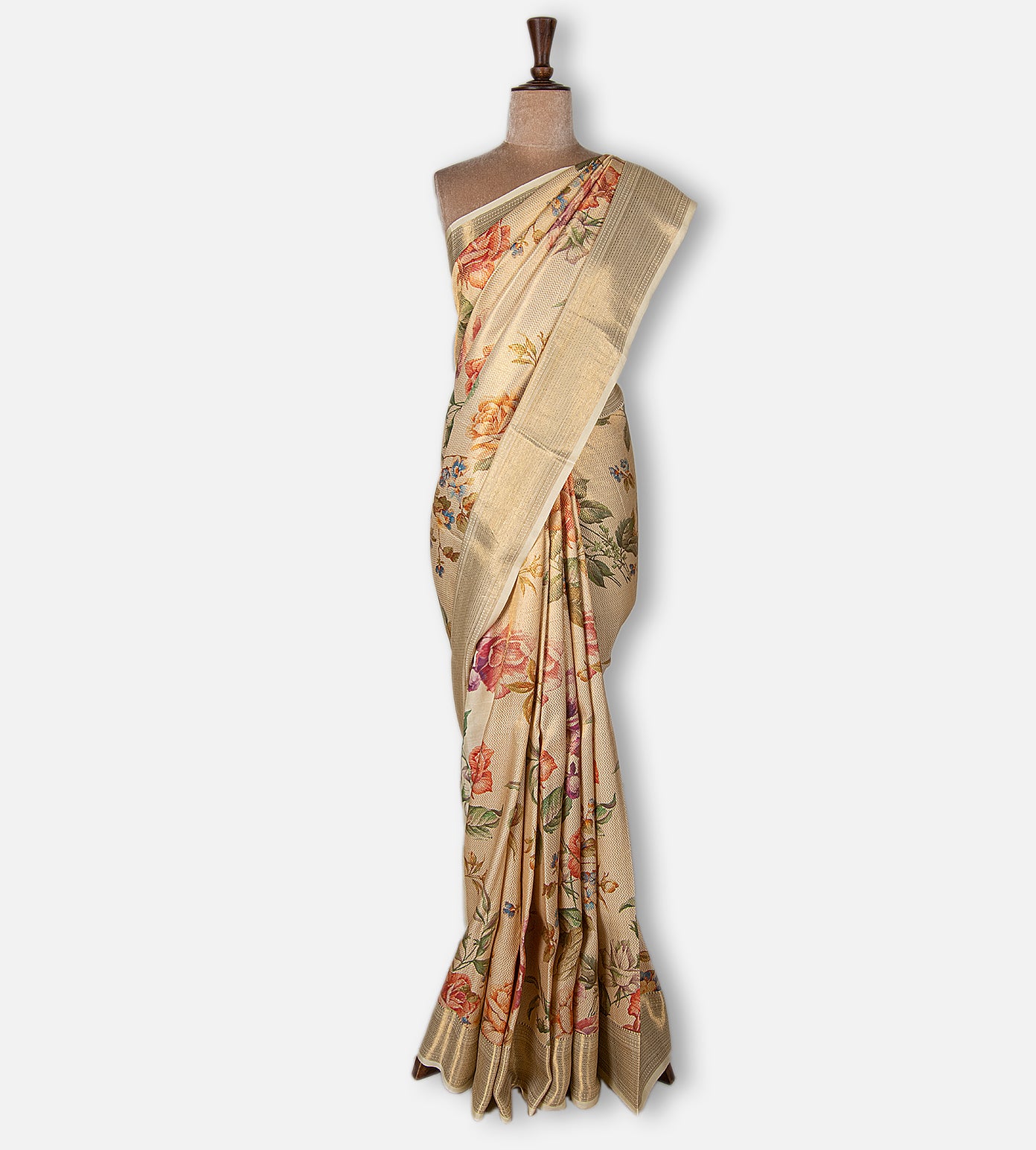 Beige Kanchipuram Silk Saree