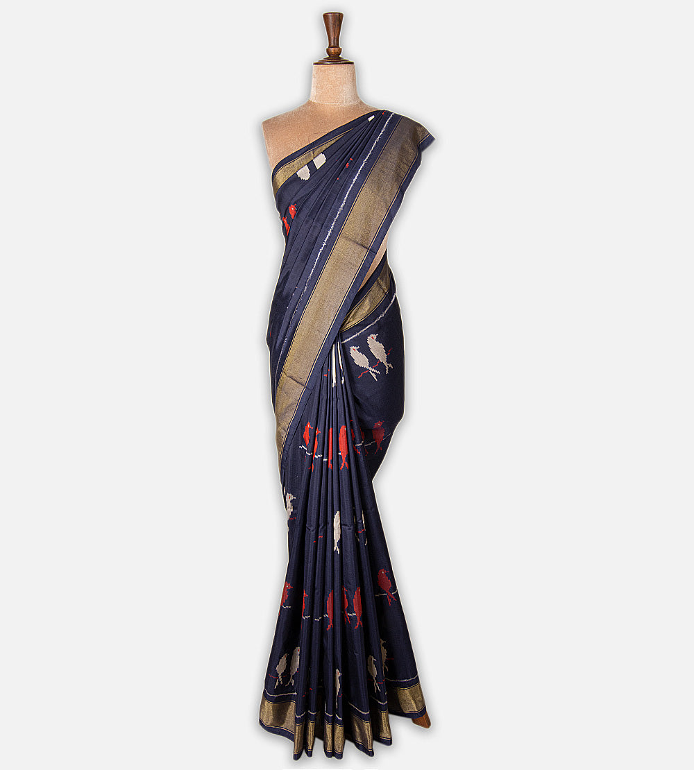 Blue Ikkat Silk Saree
