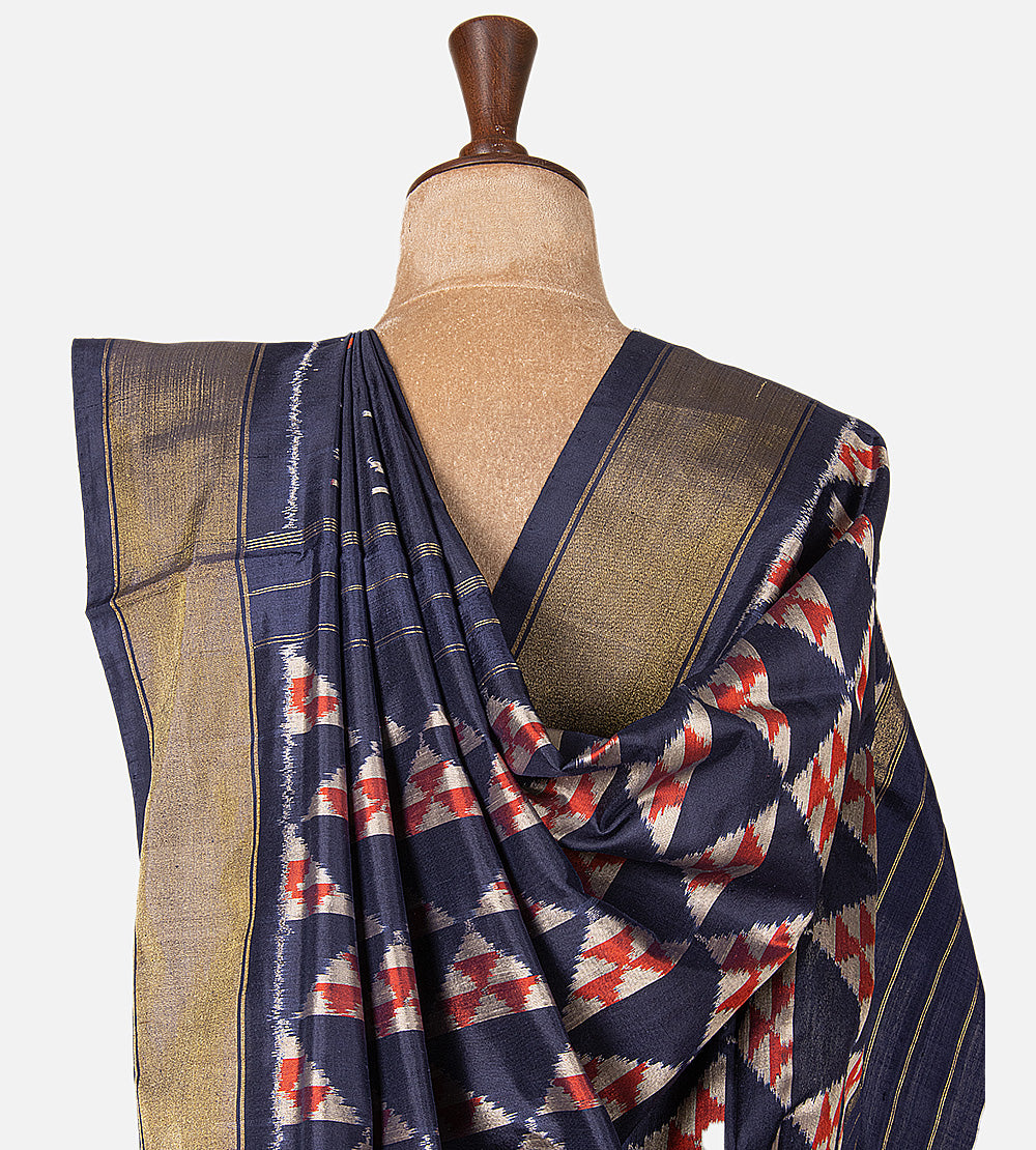 Blue Ikkat Silk Saree