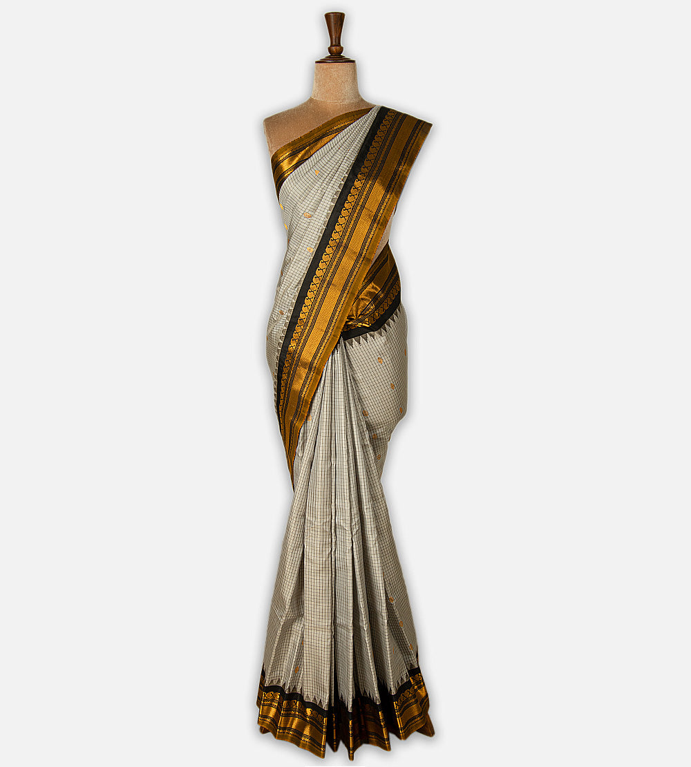 Grey Gadwal Silk Saree