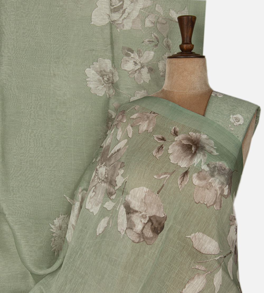 Green Linen Saree