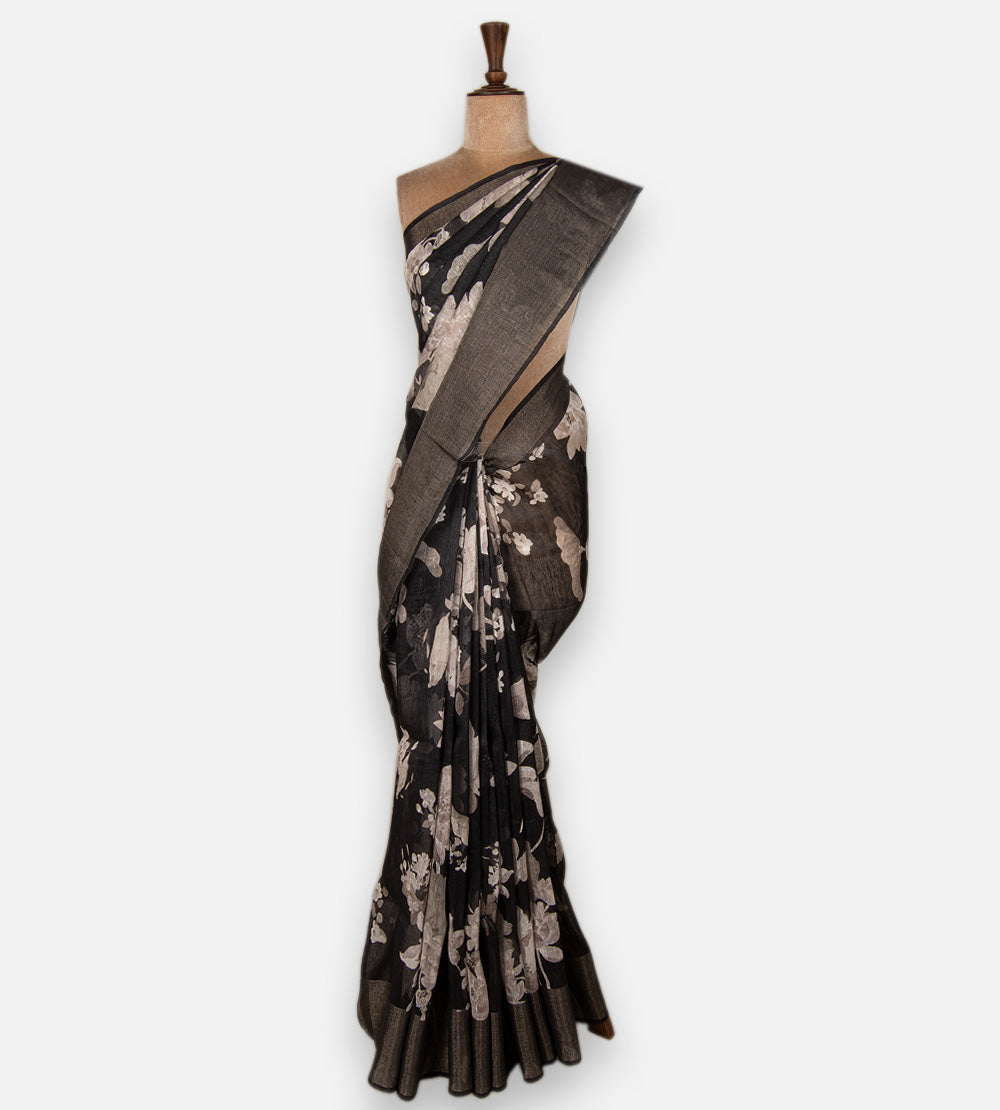 Black Linen Saree