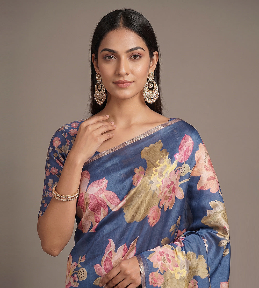 Blue Moonga Tussar Saree