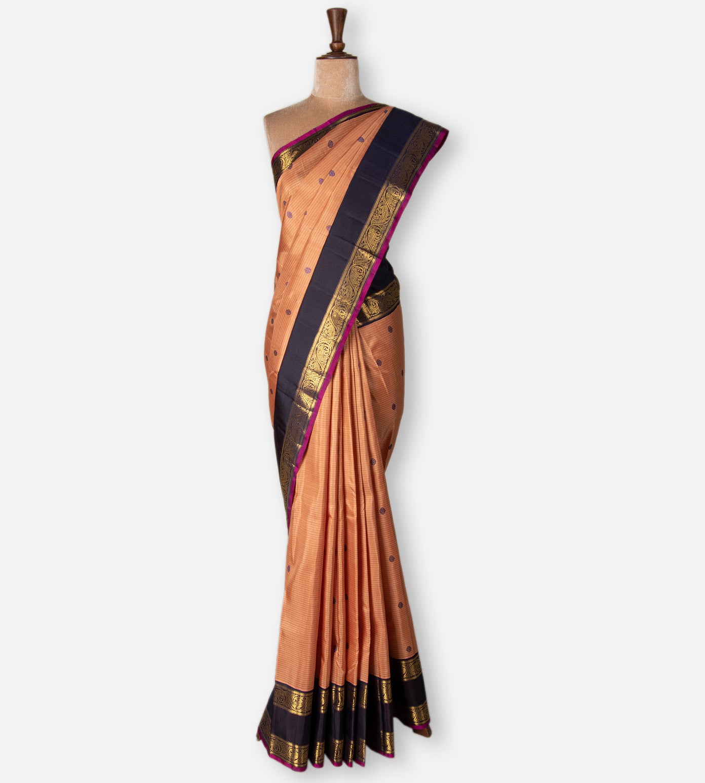 Peach Kanchipuram Silk Saree