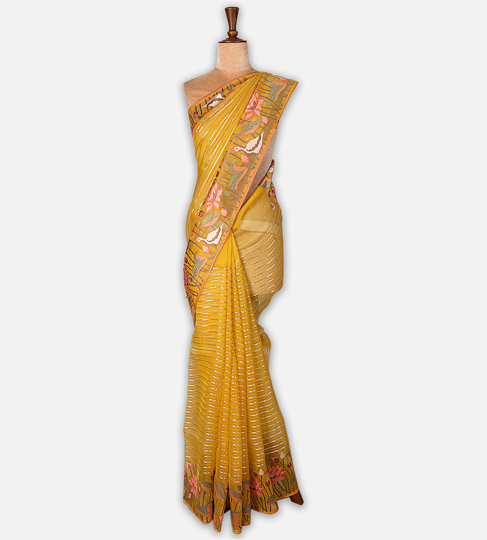 Yellow Organza Saree
