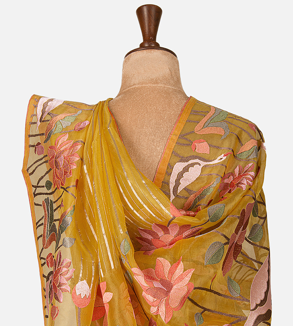 Yellow Organza Saree