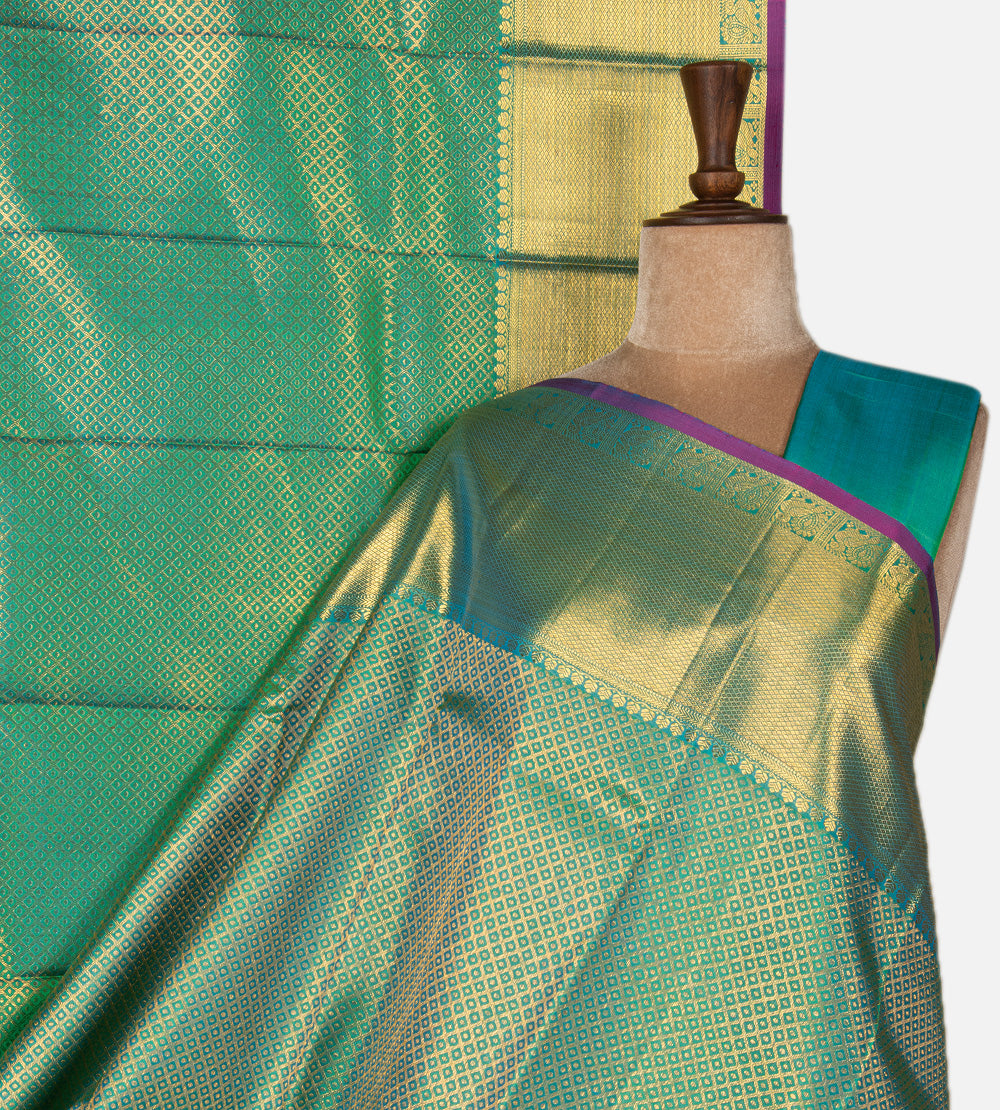 Peacock Green Kanchipuram Silk Saree