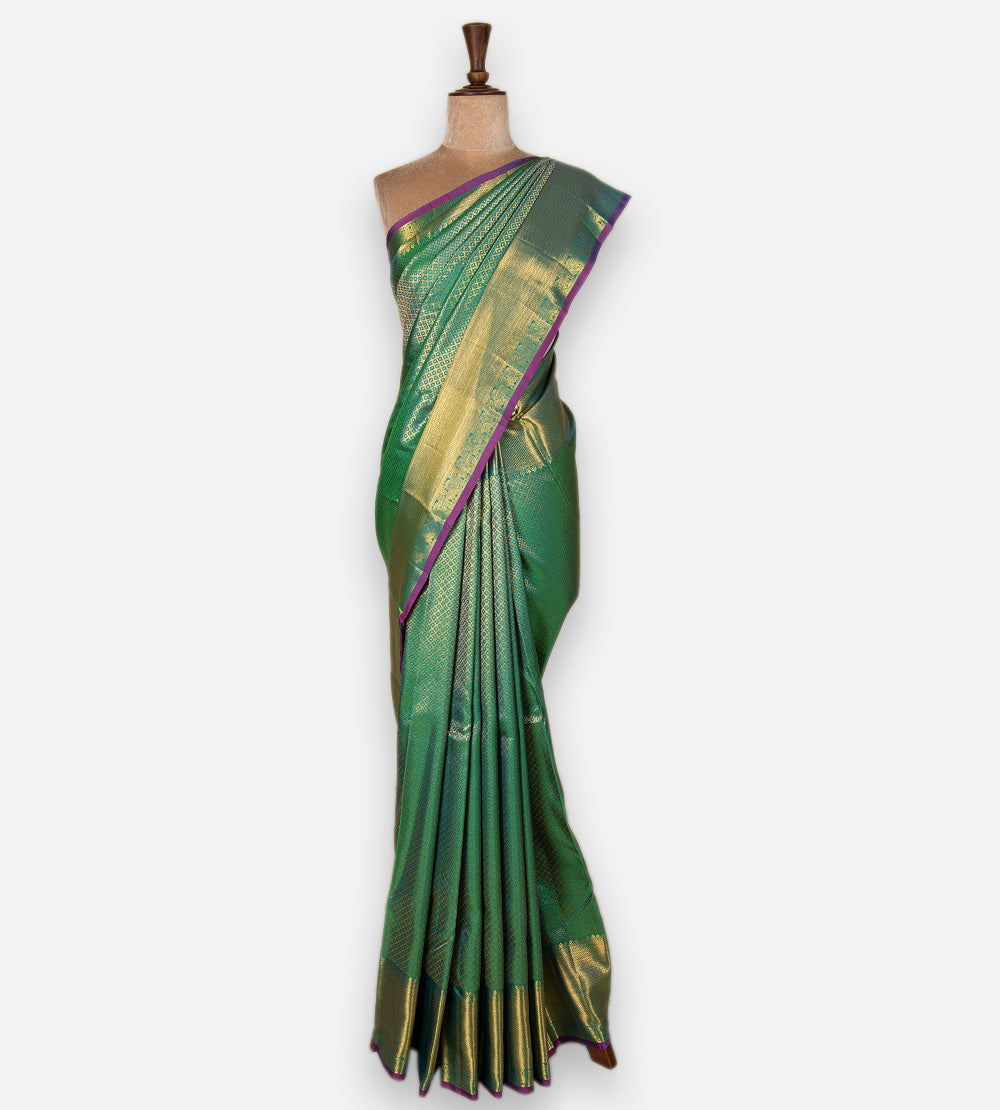 Peacock Green Kanchipuram Silk Saree