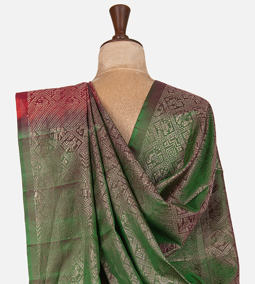 Red and Green Soft Silk Saree