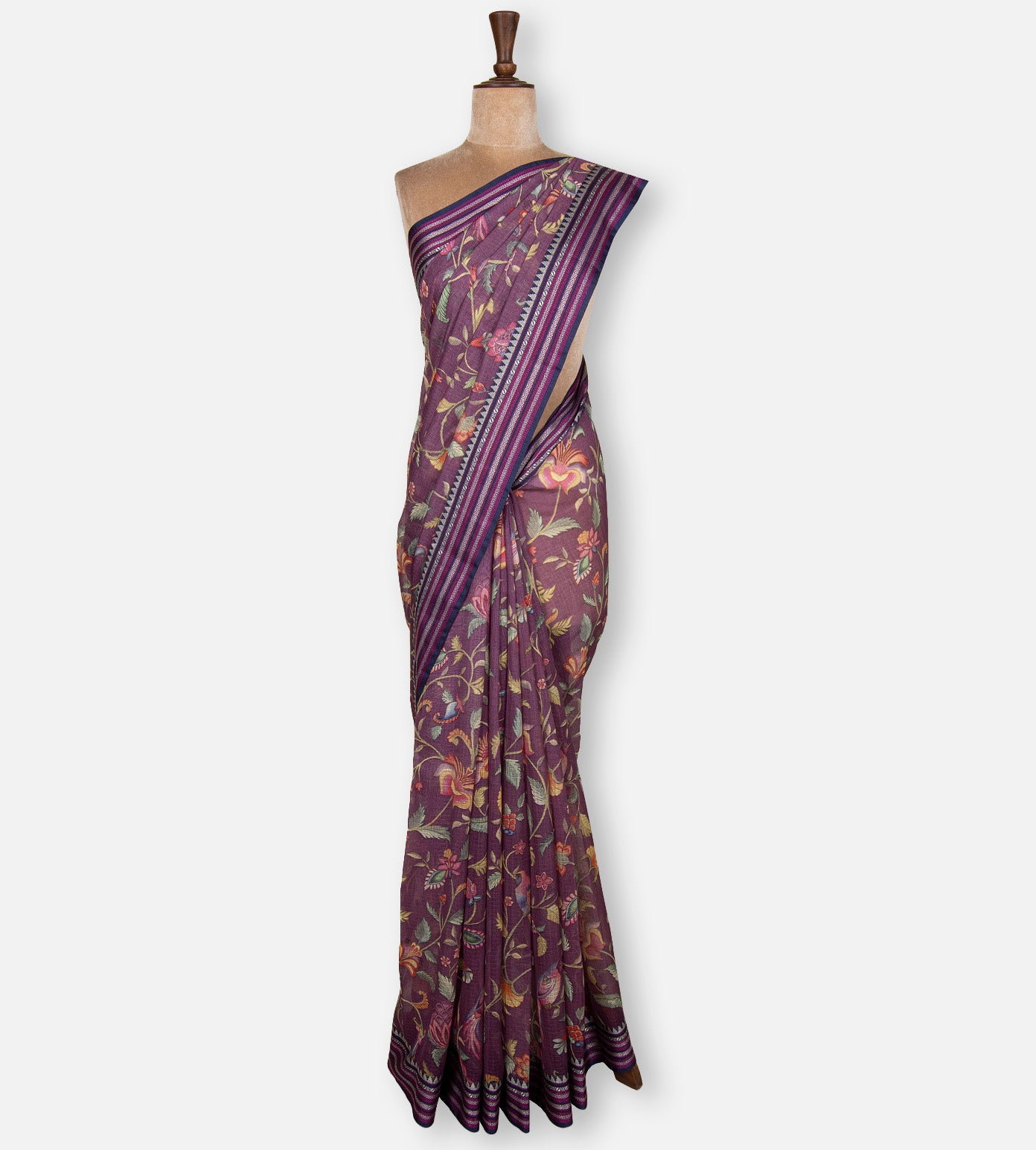 Purple Kota Cotton Saree
