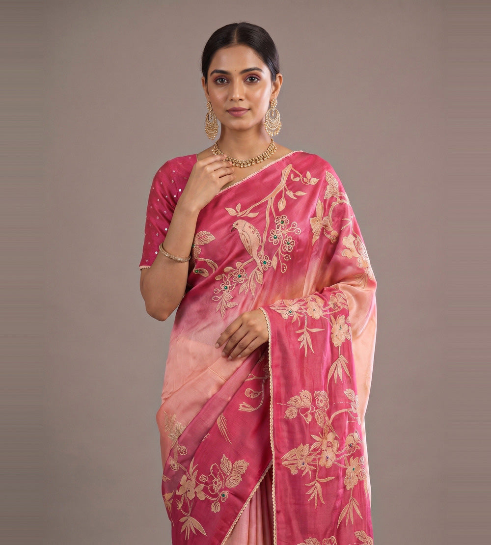 Light Peach Tussar Saree