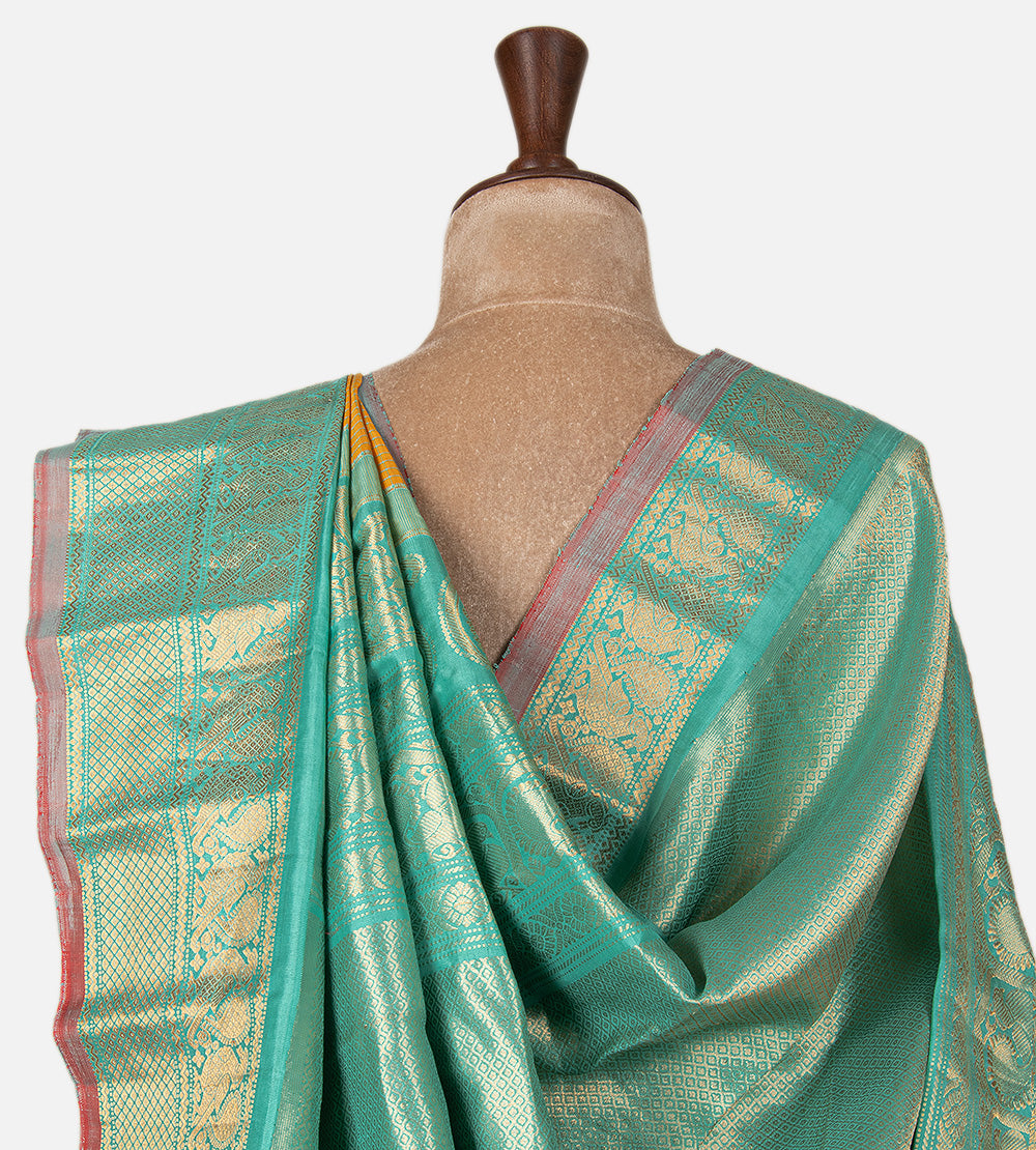 Yellow Gadwal Silk Saree
