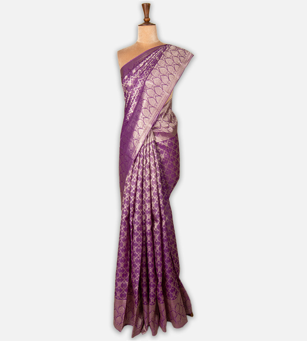 Purple Kora Kanchipuram Silk Saree