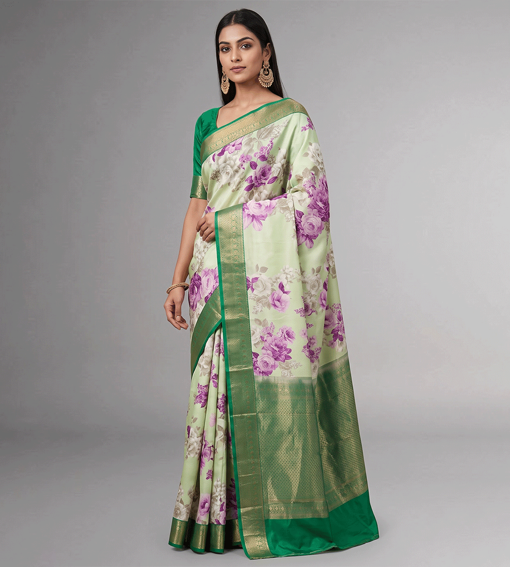 Pastel Green Soft Silk Saree