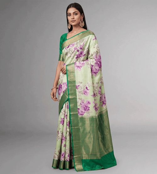 Pastel Green Soft Silk Saree