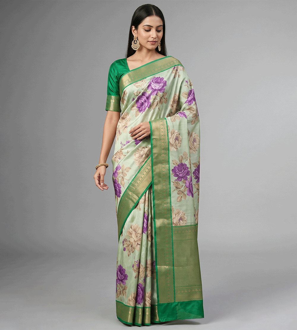Pastel Green Soft Silk Saree