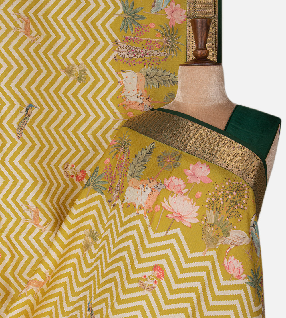 Off-White and Gold Colour Soft Silk Saree
