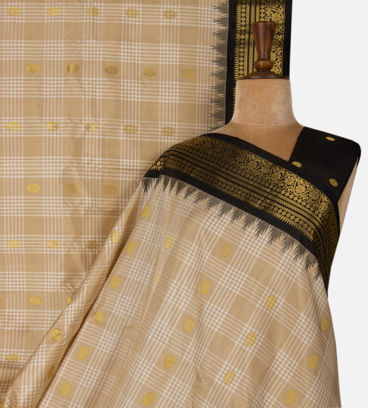 Beige Gadwal Silk Saree