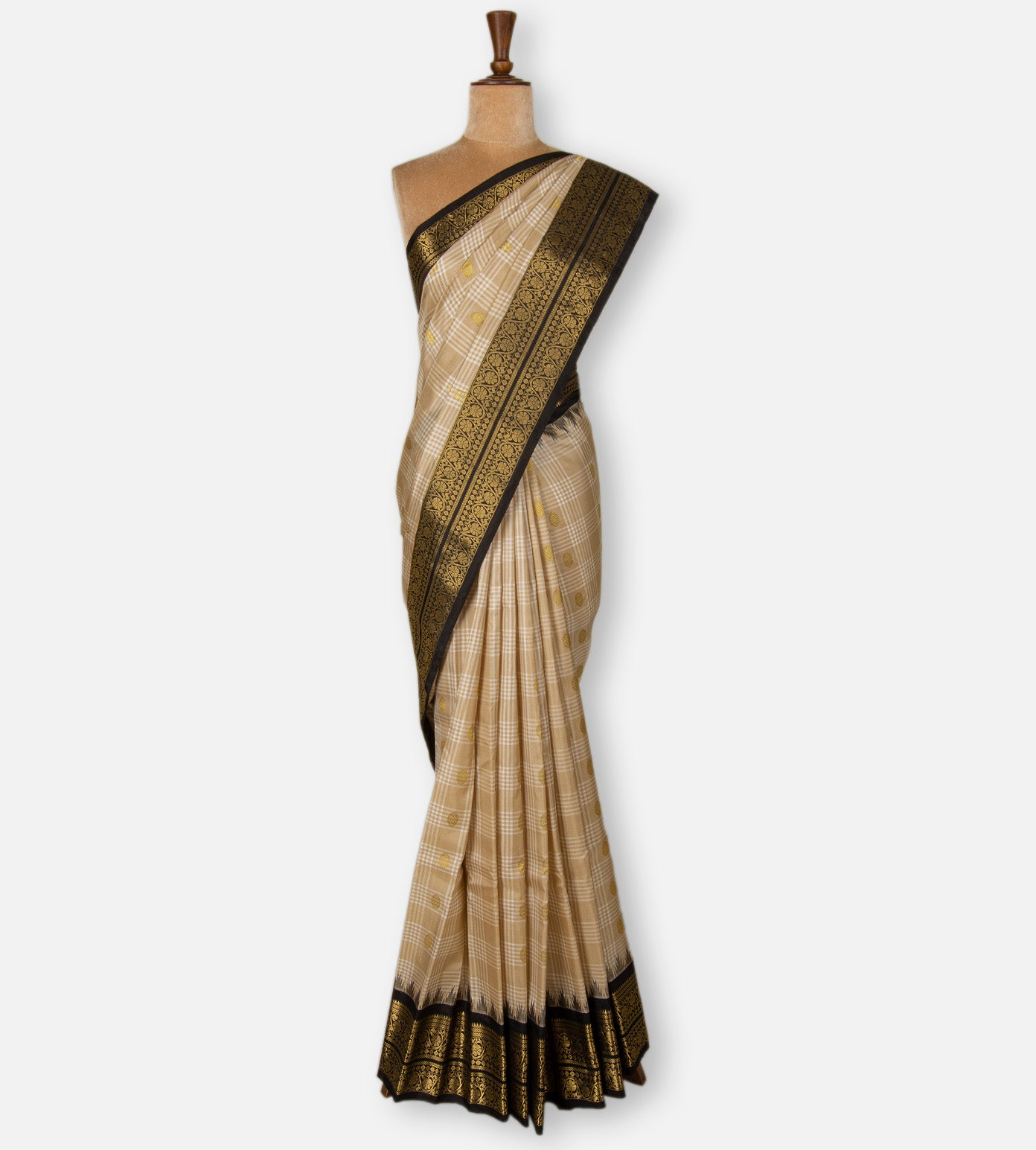 Beige Gadwal Silk Saree
