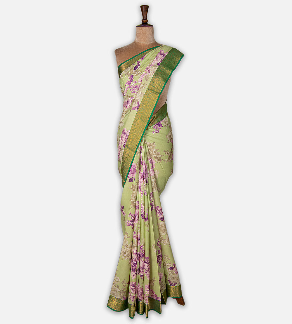Pastel Green Soft Silk Saree