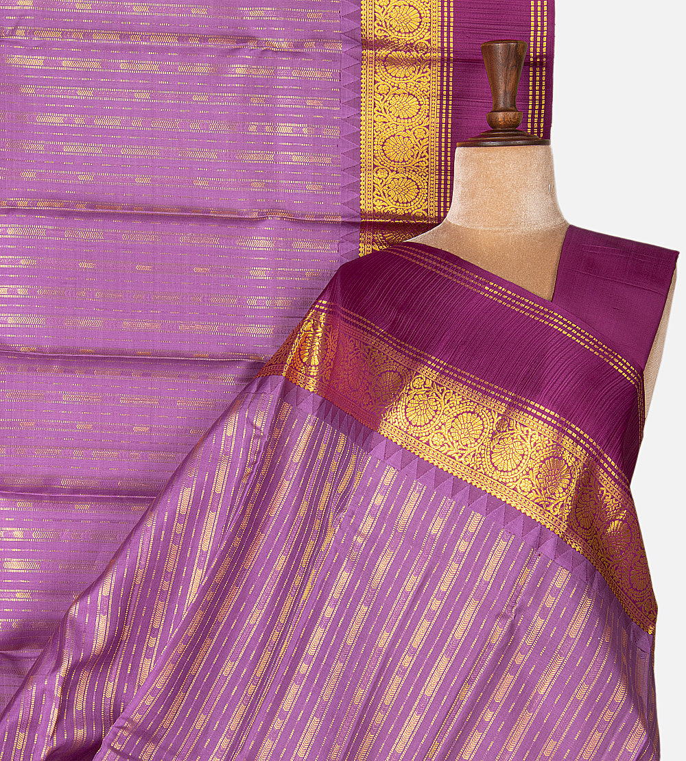 Purple Kora Kanchipuram Silk Saree
