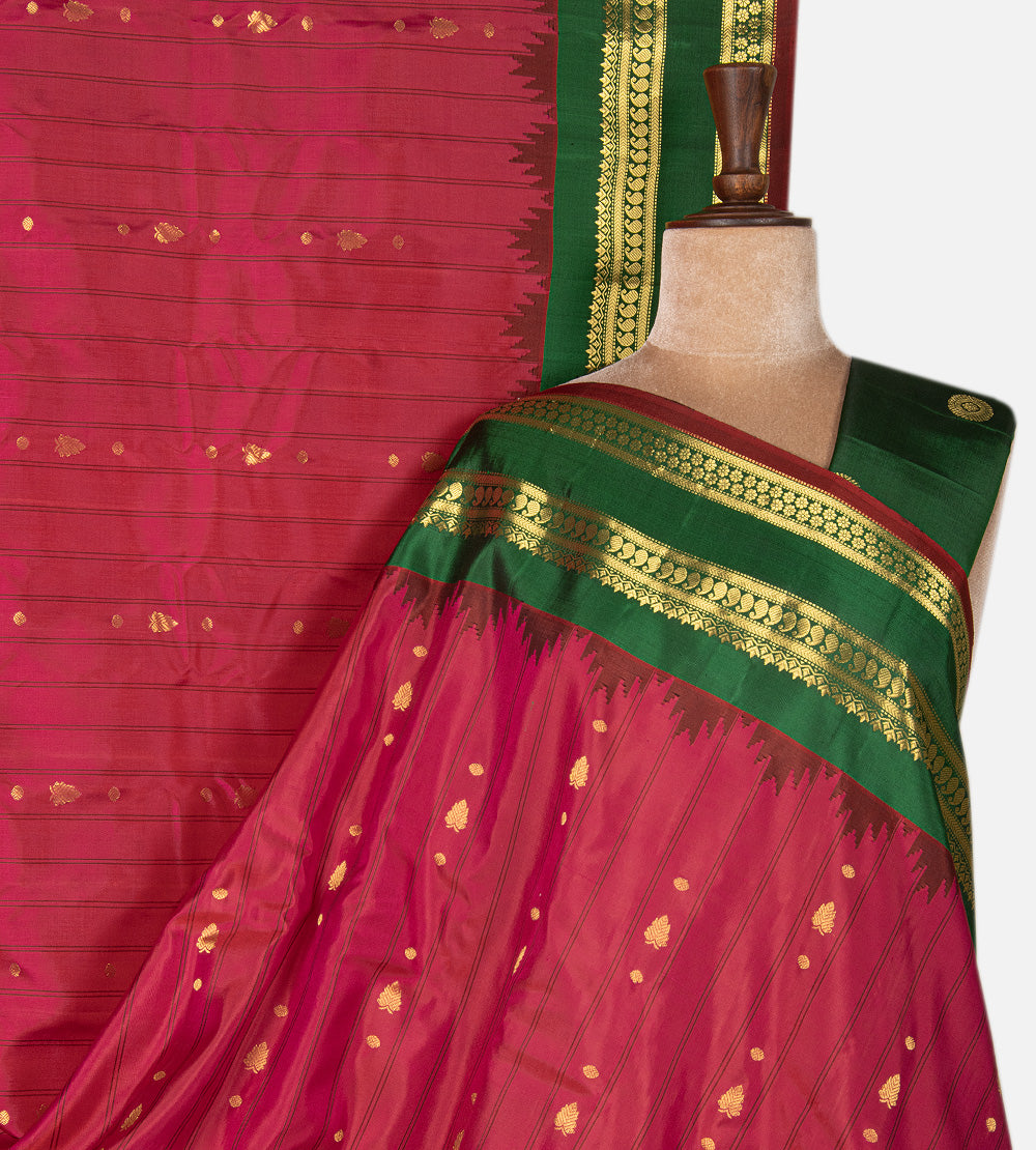 Red Gadwal Silk Saree