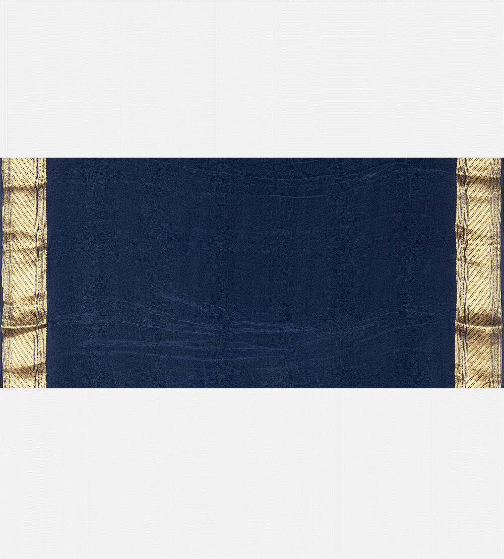 Deep Blue Mysore Crepe Saree