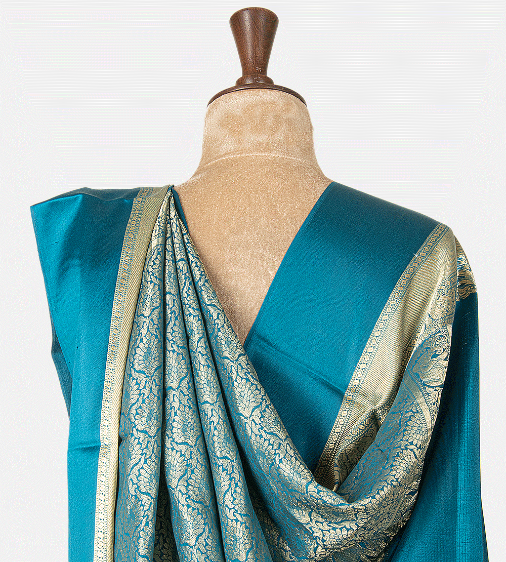 Deep Teal Mysore Crepe Saree