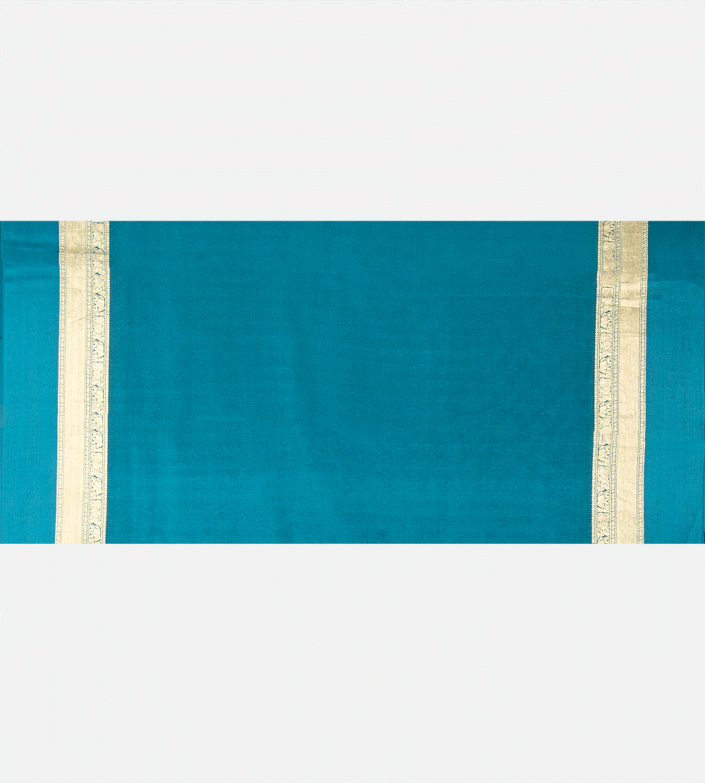 Deep Teal Mysore Crepe Saree