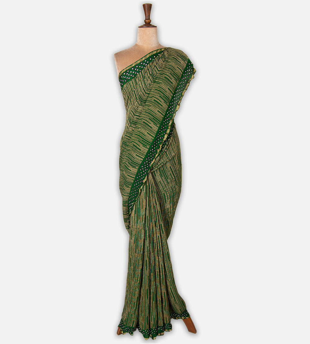 Green Bandhani Georgette Saree