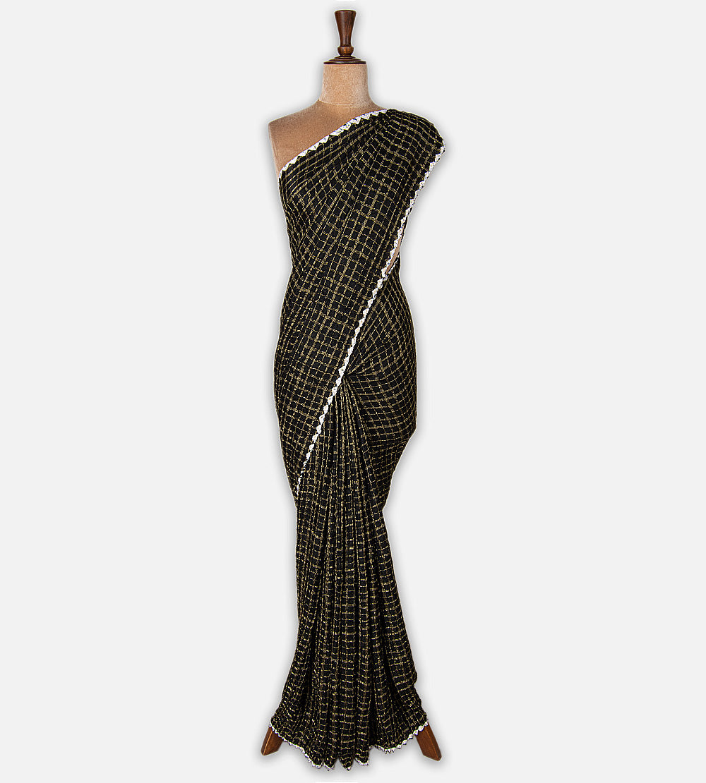 Black Gajji Silk Bandhani Saree
