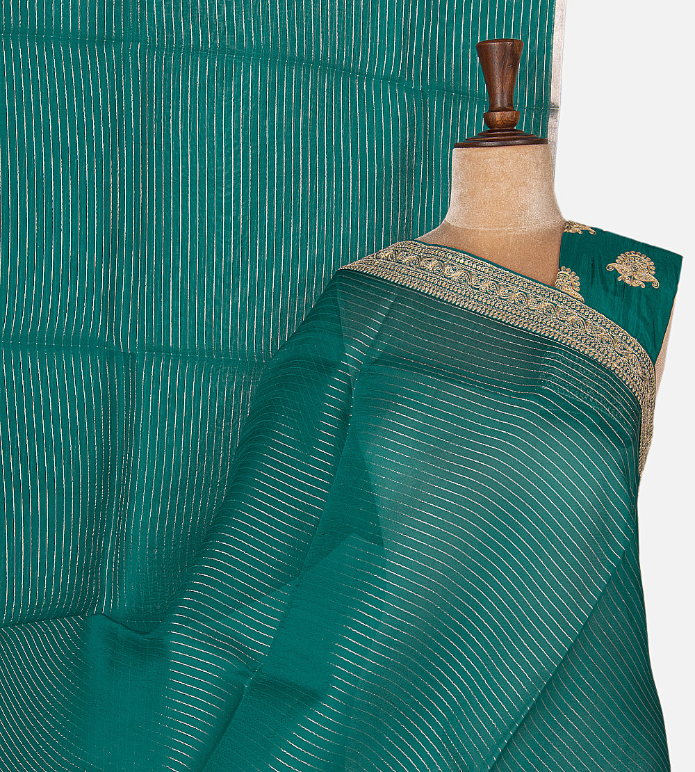 Deep Peacock Green Organza Saree