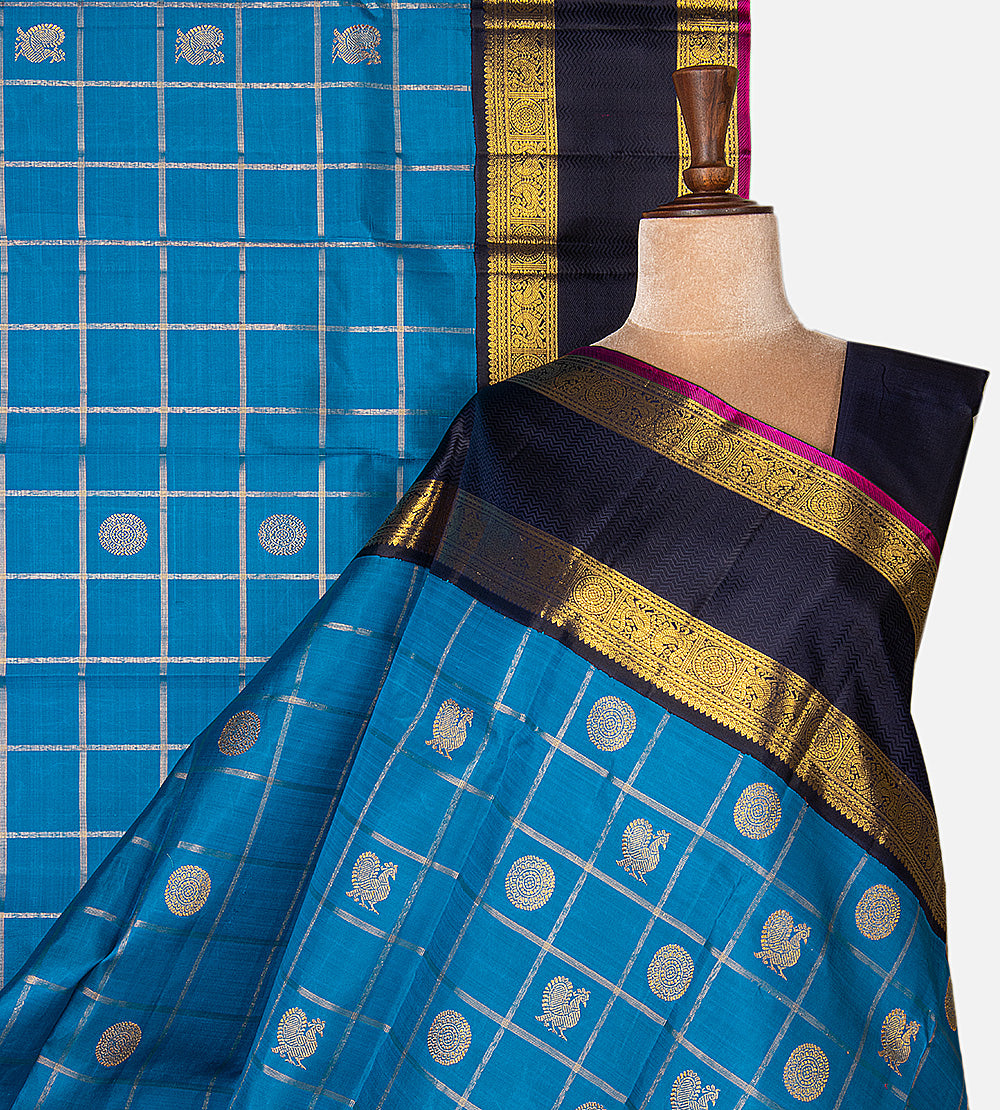 Blue Kanchipuram Silk Saree
