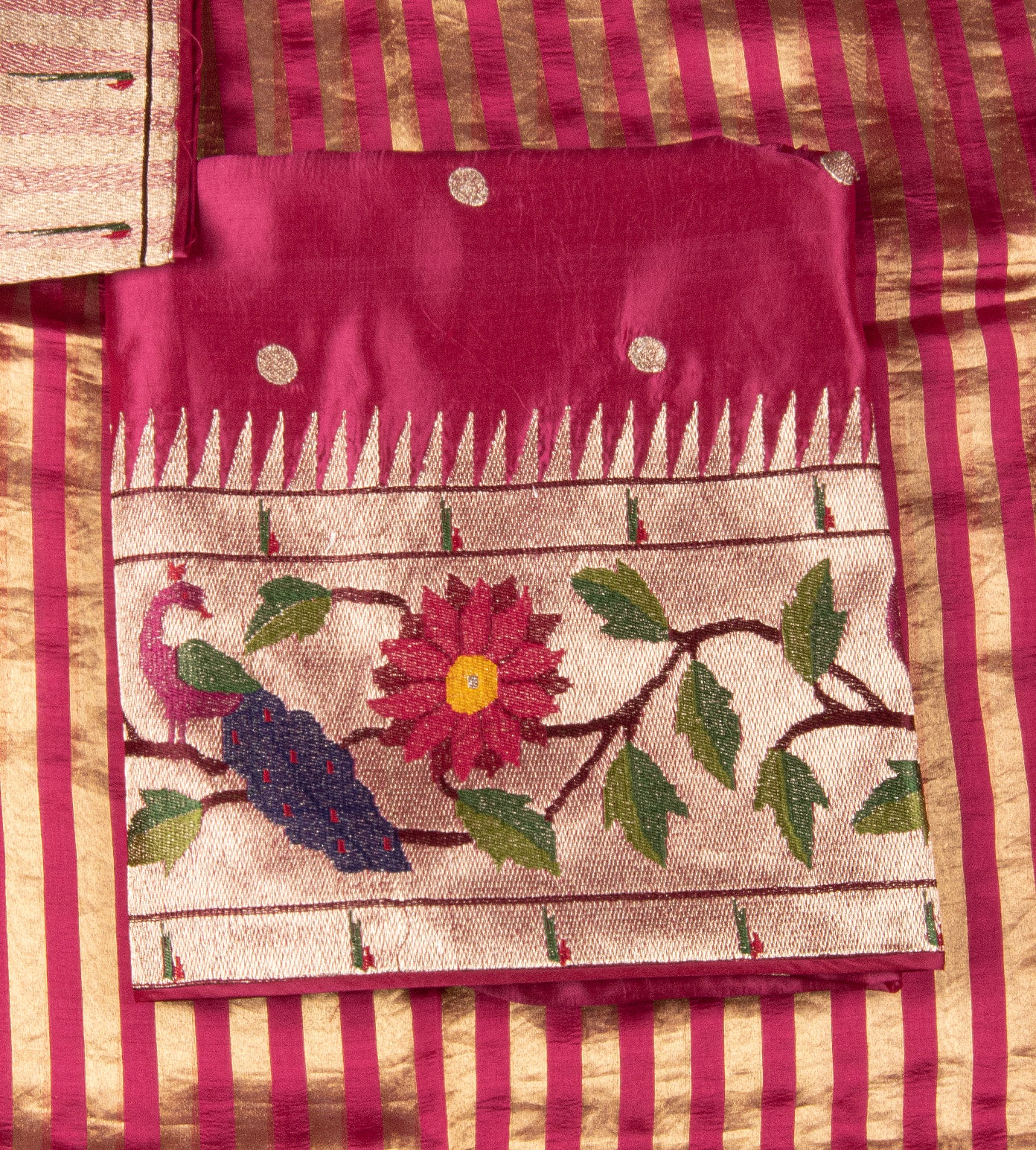 Pink Tussar With Paithani  Salwar