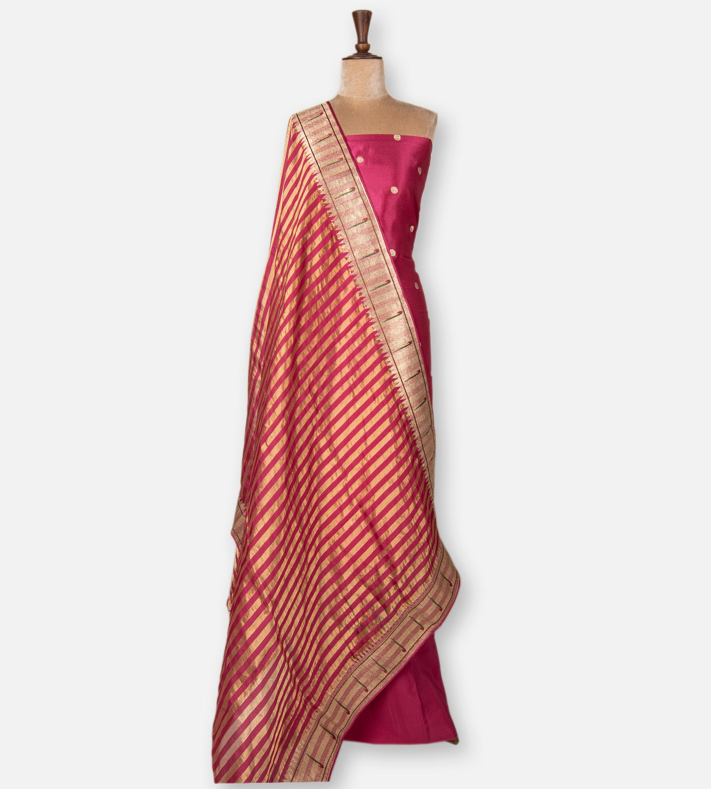 Pink Tussar With Paithani  Salwar