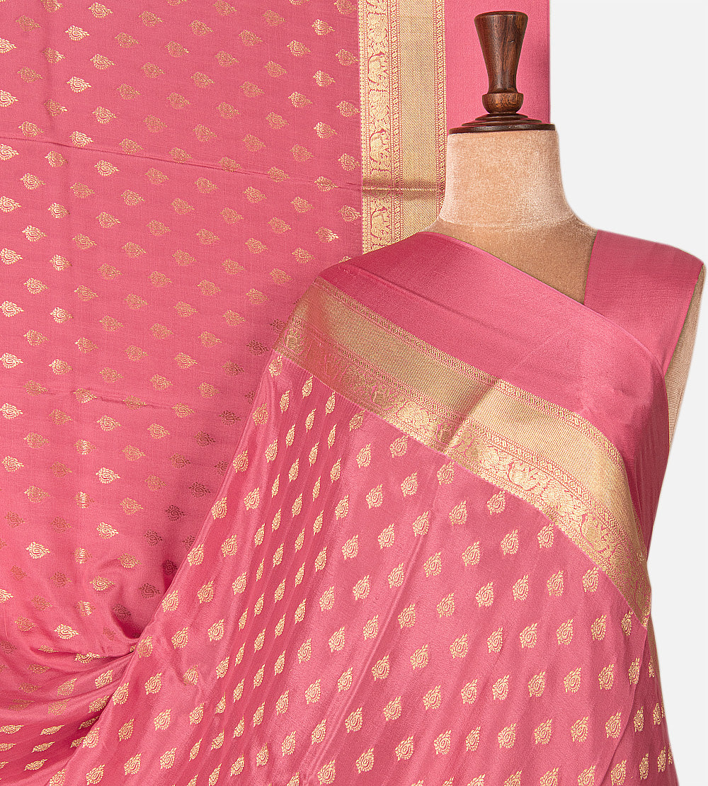 Pink Mysore Crepe Saree
