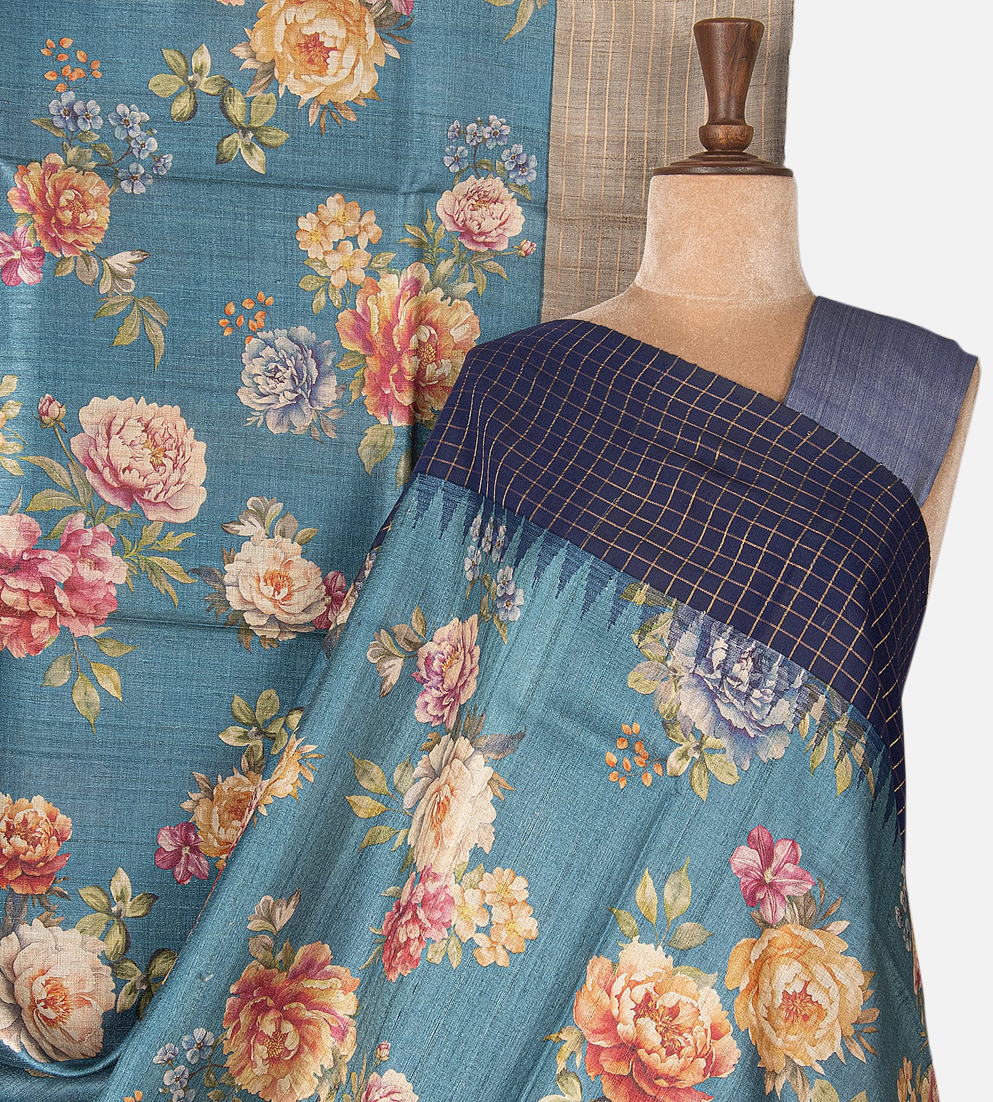 Light Blue Tussar Saree