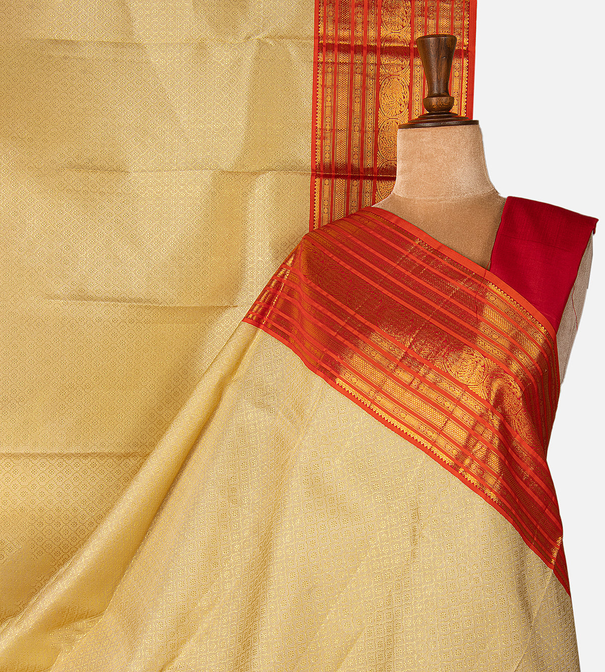 Beige Kanchipuram Silk Saree