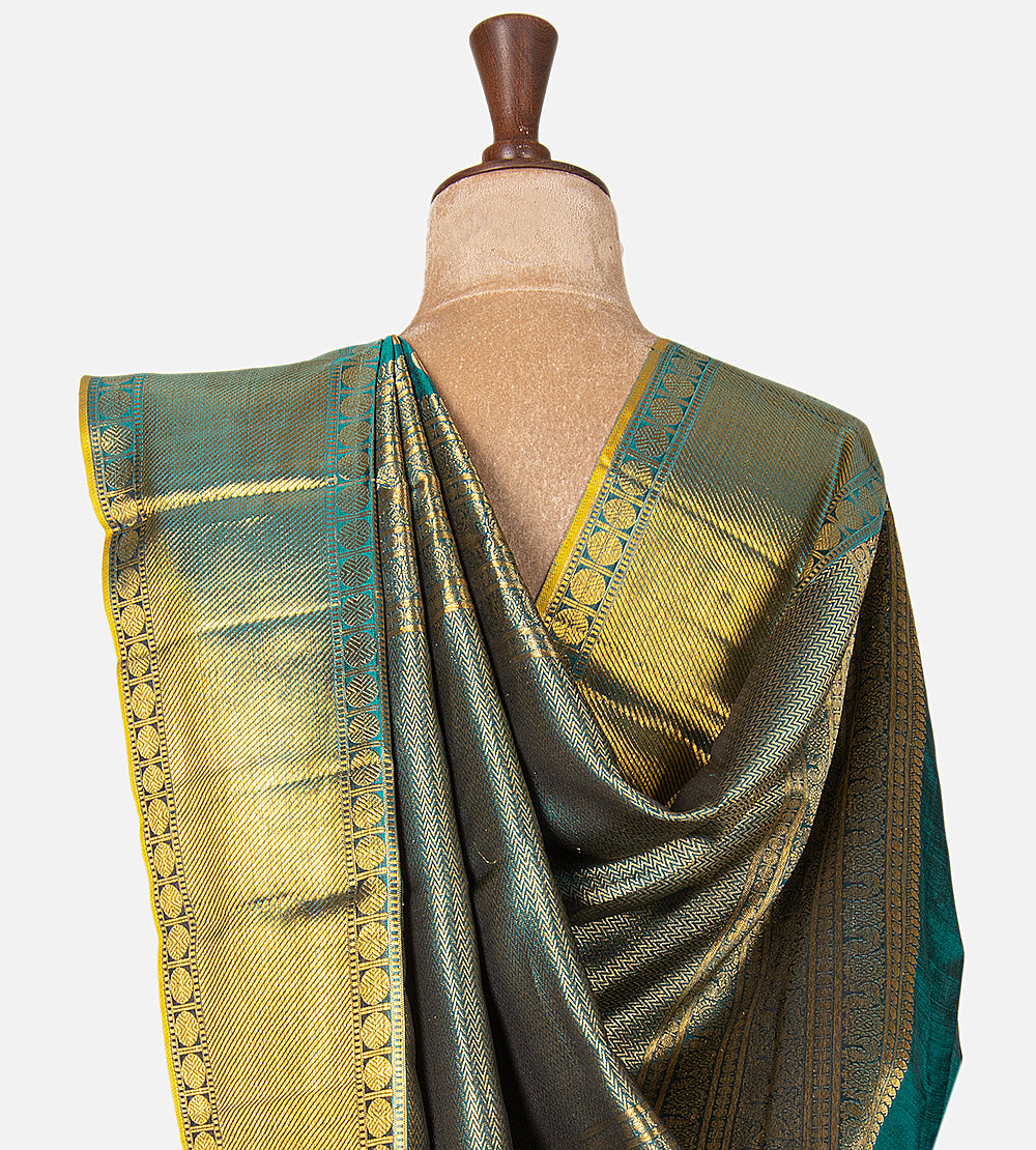 Teal Green Kanchipuram Silk Saree