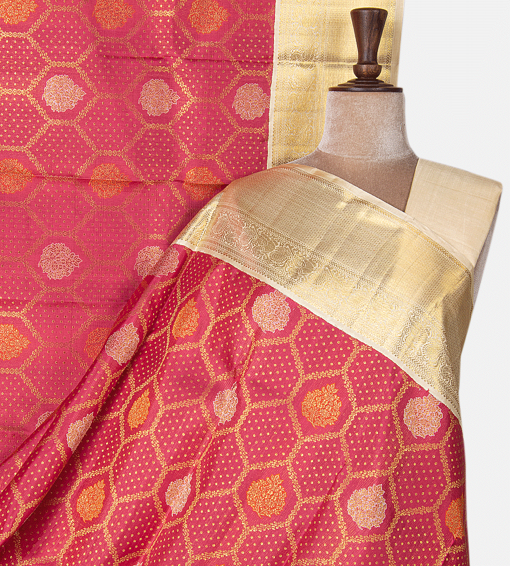 Rouge Pink Kanchipuram Silk Saree