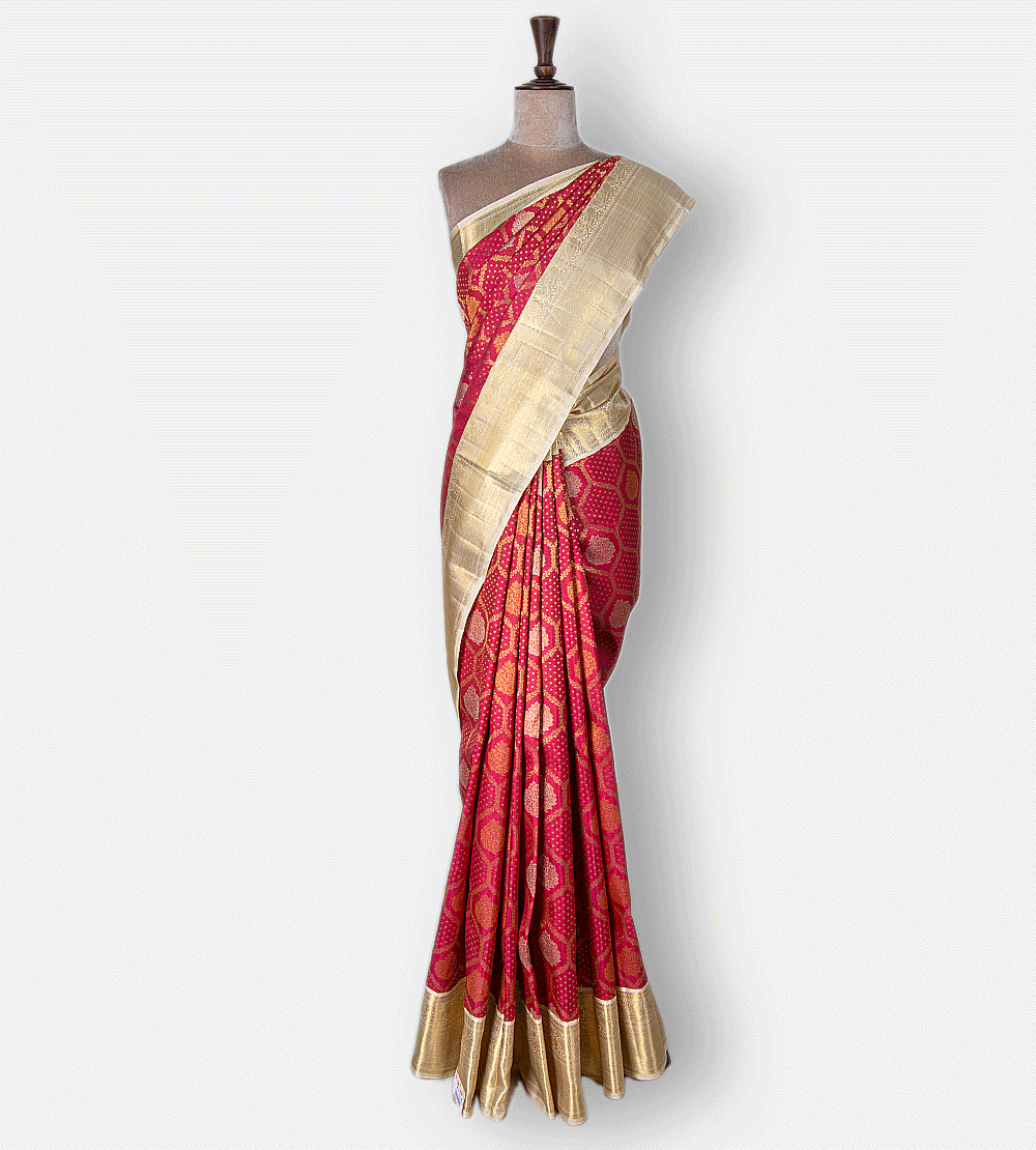 Rouge Pink Kanchipuram Silk Saree